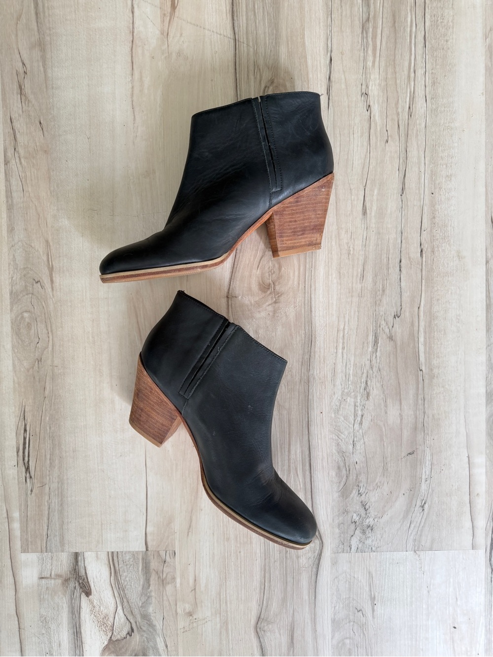Rachel Comey Mars Ankle Booties- Black leather with Stacked Wood Heel - 9 - GUC - Picture 2 of 11